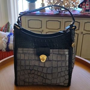 Brahmin Handbag Steel Grey & Black